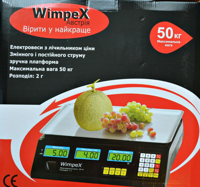 2239399129_torgovye-vesy-elektronnye Торгові ваги електронні 50 кг 4V Wimpex sa90331 Чорний Найкраща ціна! - Зображення 3