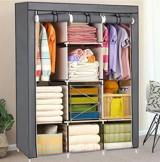 2579550738_skladnoj-karkasnyj-tkanevyj Складана каркасна тканинна шафа Storage Wardrobe 88130, шафа на три секції 130*45*175 - Зображення 3
