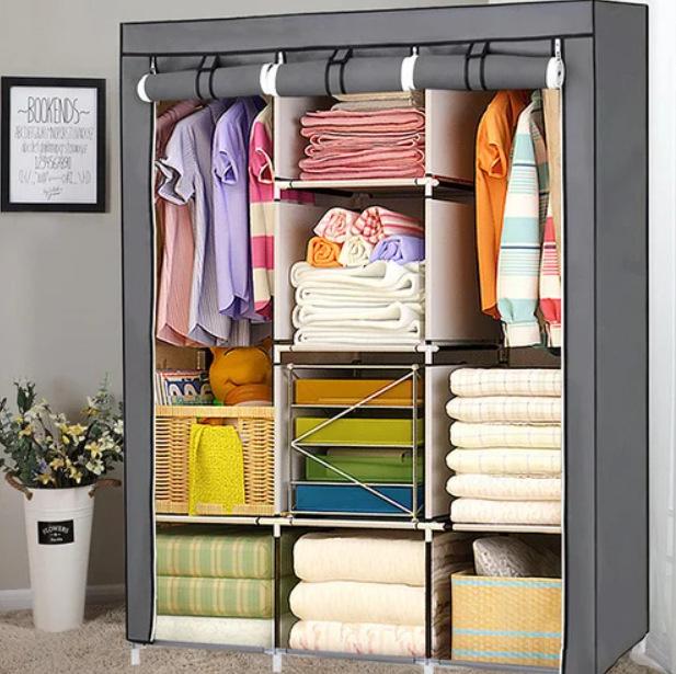 2579550851_skladnoj-karkasnyj-tkanevyj Складана каркасна тканинна шафа Storage Wardrobe 88130, шафа на три секції 130*45*175 - Зображення 2