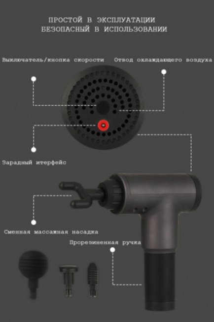 2686369005_massazhyor-dlya-myshts Масажер для м'язів Fascial Gun HF-280 - Зображення 5