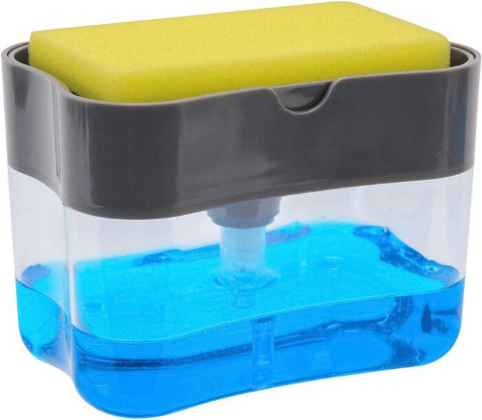 Органайзер для мочалок з мильницею та дозатором натискна Soap Pump Sponge Caddy - Image 1