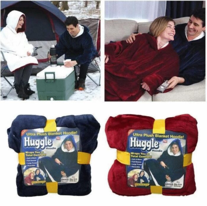 2729615572_tolstovka-pled Толстовка — плед із капюшоном HUGGLE HOODIE BLANKET, плед із рукавами Бордовий - Зображення 2