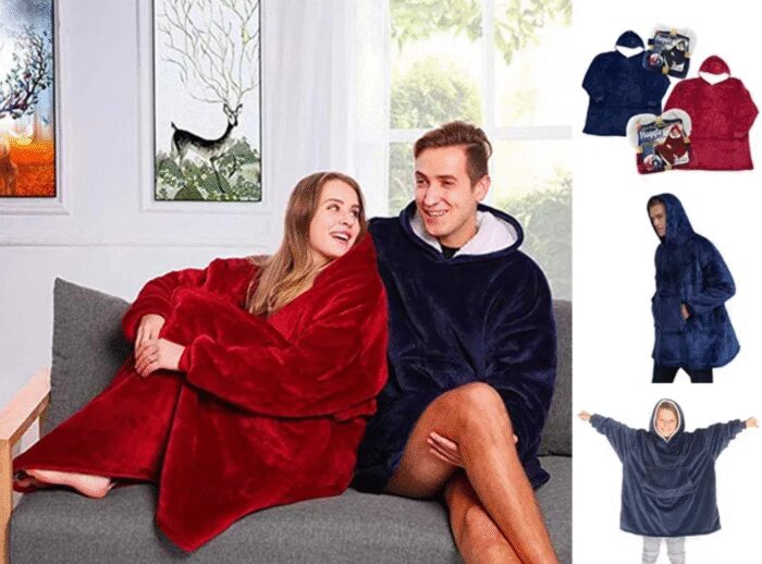 2729615573_tolstovka-pled Толстовка — плед із капюшоном HUGGLE HOODIE BLANKET, плед із рукавами Бордовий - Зображення 3
