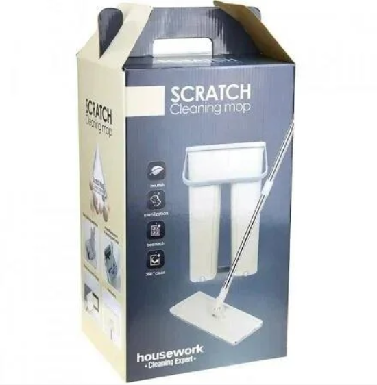 2886262677_shvabra-i-vedro Швабра та Відро Велике Scratch Cleaning Mop зі складаною ручкою та системою віджимання, дві насадки мікрофібри - Image 2