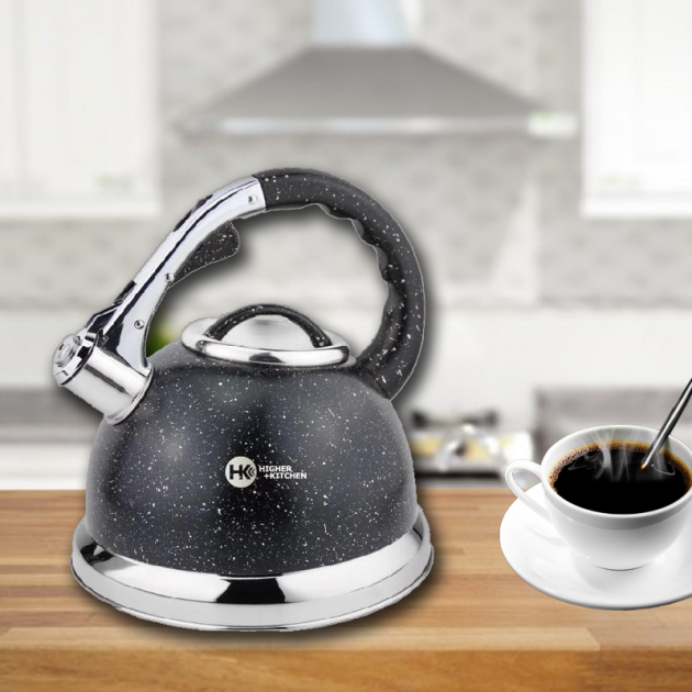 3235530310_chajnik-so-svistkom Чайник зі свистком гранітний HIGHER+KITCHEN ZP-021 3.5 л - Зображення 1