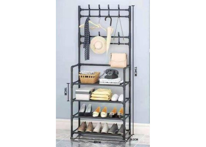 3421943589_universalnaya-veshalka-dlya Універсальний вішак для одягу New simple floor clothes rack size 60X29.5X151 см Чорний - Image 4