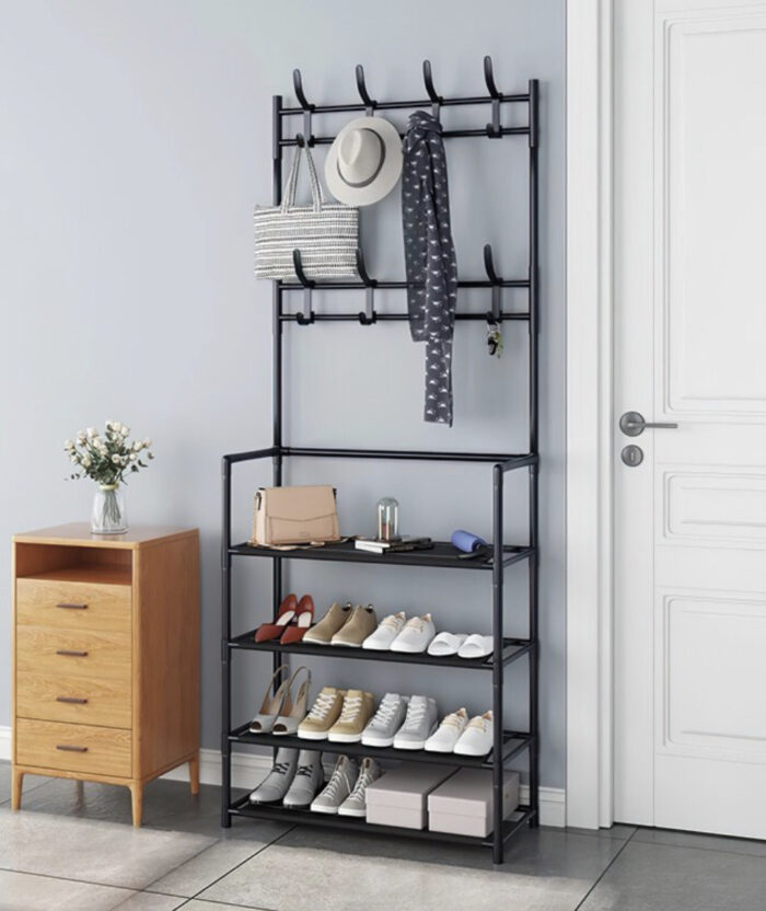 Універсальний вішак для одягу New simple floor clothes rack size 60X29.5X151 см Чорний - Image 1