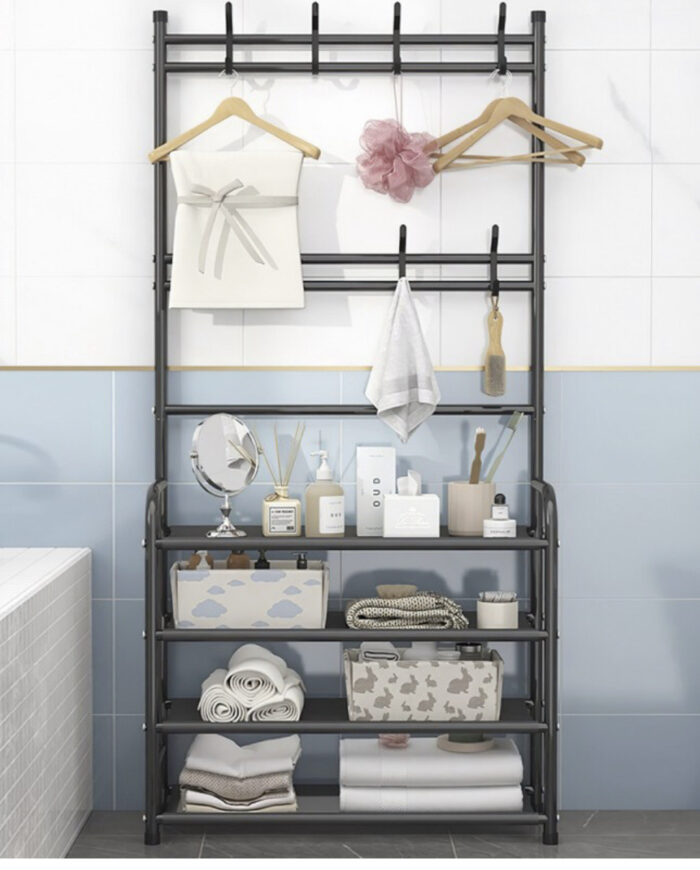 3421957480_universalnaya-veshalka-dlya Універсальний вішак для одягу New simple floor clothes rack size 60X29.5X151 см Чорний - Image 2