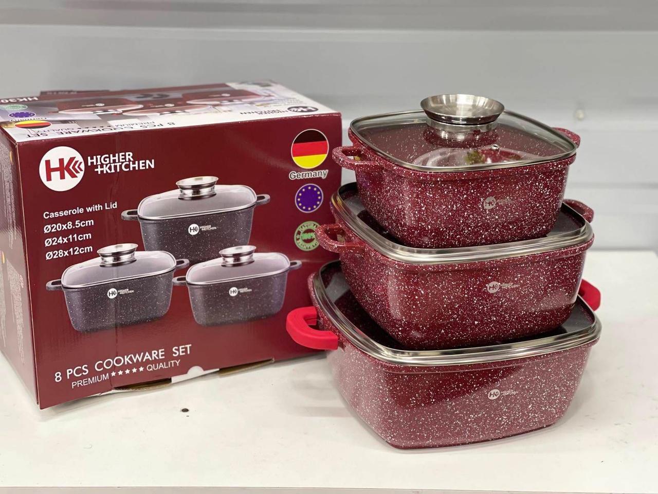 3510727599_nabor-kastryul-higher Набір каструль Higher Kitchen (червоного кольору) - Зображення 1