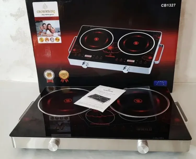 3891903379_elektricheskaya-plita-crownberg Електрична плита Crownberg настільна інфрачервона на 2 конфорки по 2000 Вт - Image 1